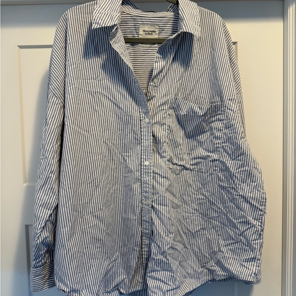 Abercrombie & Fitch Navy Striped Button Down Shirt